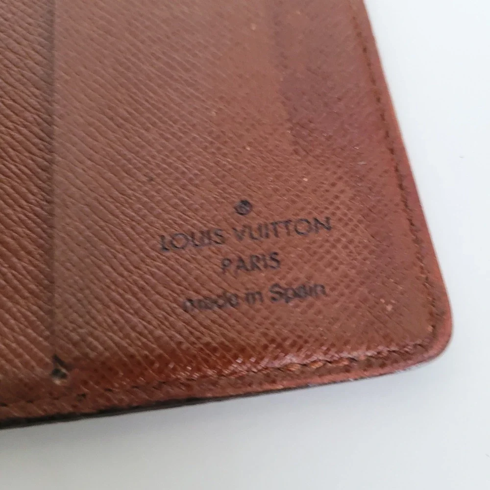 Louis Vuitton Monogram Canvas Bifold Wallet Brown CA0091 Mens Made in Spain